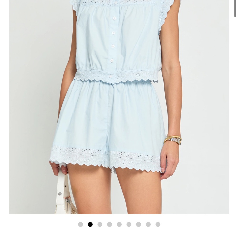 Blue Sleeveless Crop Blouse & matching shorts